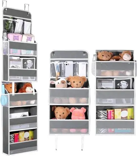 Produktbild: HSD Houseware Hängeregal Camping mit 5 Taschen 3 PVC Taschen 4 Netzseitentaschen, 1 Geteilt in 2 Tür Organizer, Organizer Hängend Camping, Hängeorganizer Tür (Grau)