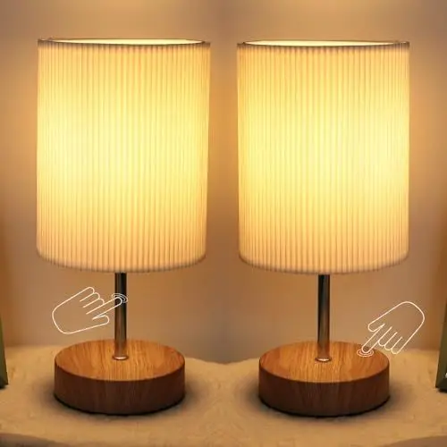 Produktbild: HSLighting Nachttischlampe 2er Set LED Tischlampe Touch Dimmbar Glühbirne 3 Helligkeitsstufen Einstellbar Schreibtischlampe Minimalistische für Nachttisch Schlafzimmer Lesen Wohnzimme