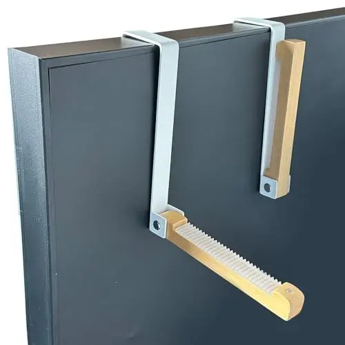 Produktbild: Türhänger,Klapphaken,Türhaken,Über-Tür-Hakenhalter,Türhaken zum Einhängen,Türgarderobe Klappbar Türhaken,faltbarer Über-Tür-Wäscheständer mit Aufhängen Rillen für Balkon,Garderoben(Weiß)
