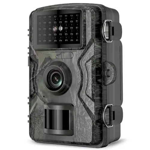 Produktbild: HSSNS Wildkamera, 60MP 4K Video Wildtierkamera, 0,1 Sekunden ausgelöste IP66 wasserdichte Wildkamera mit Nachtsicht und Infrarotfunktion zur Tierüberwachung