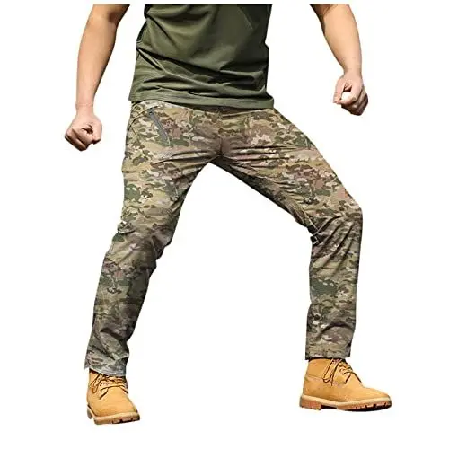 Produktbild: HSUAYEUD Arbeitshosen MäNner Strauss,Herren Cargo Hose Army Combat Hose Arbeitshose Männer Tactical Hose Atmungsaktiv Outdoor Funktionshose Baumwolle Militär Hose mit Multi Taschen