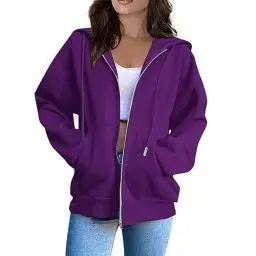 Produktbild: HSUAYEUD College Jacke Damen,Damen Hoodie Jacke Oversize Reißverschluss Winterjacke Langarm Mantel Winter Warm Cardigan Kapuzenpullover Sweatshirt Strickjacke Kapuzenjacke mit Taschen Kapuzenpulli