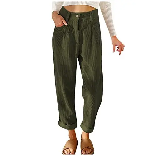 Produktbild: HSUAYEUD Cordhose Damen Bootcut,Jogginghose Damen - Sporthose Lang Baumwolle Traininghose Lockere Sweatpants mit elastischem Bund und geradem Bein