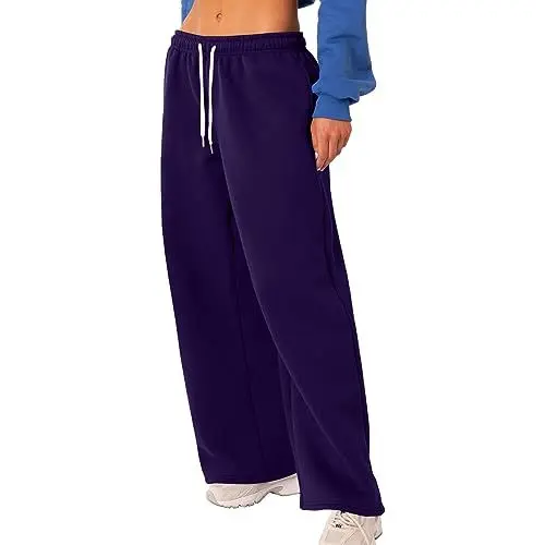 Produktbild: HSUAYEUD Hosen Mit Gummizug Jogginghose Damen - Sporthose Lang Baumwolle Traininghose Lockere Sweatpants mit elastischem Bund und geradem Bein