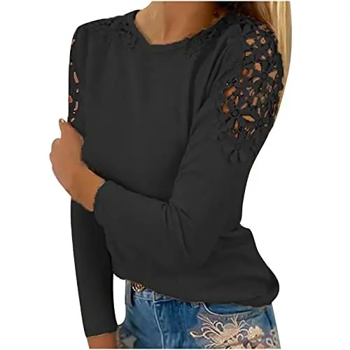 Produktbild: HSUAYEUD Kleid Oberteil Spitze Geknotete Bluse Hoodie Oversize Damen Business Pullover Damen Partyoutfits Damen Weinachtspullover Half Zip Hoody Jeansjacke Bauchfrei Boho Hippie Bluse Tshirt Mit