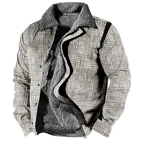 Produktbild: HSUAYEUD PEA Coat Herren,Black Blazer for Men Wanderjacke Herren Sommer Jacke Herren Parka Winter Parka Khaki Herren Winter Mantel Herren Schwarz Herren Parka Jacken Beige(L,Grau)