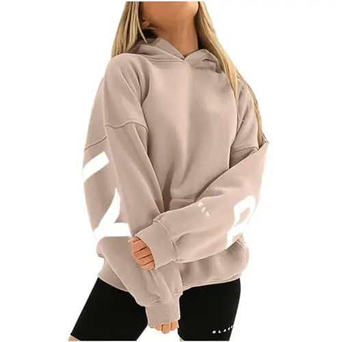 Produktbild: HSUAYEUD Pulli Damen Hoodie Damen Bedrucktes Verdicktes Vielseitiges Langärmliges Lockeres Kapuzen Sweatshirt Oberteil für Damen