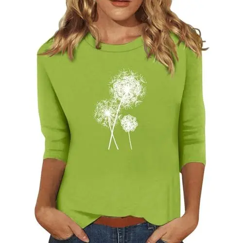 Produktbild: Sommer Jeans Damen Leicht,Fashion Bluse Damen Jumper Sweatshirt Pullover Tshirt Damen Sommer Baumwolle Volantblusen Weihnachts Pulli Frauen Longbluse Damen Lässig Für Leggings(Grün,5XL)