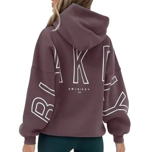 Produktbild: HSUAYEUD Damen-Hoodie-Oversize-Kapuzenpullover-Sportbekleidung