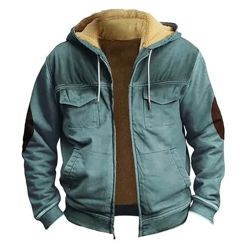 Produktbild: HSUAYEUD Winter Parka Herren 3XL,Weste Bayrisch Herren Jacke Segeltuch Herren Khaki Blazer Herren Männer Regenjacke Fransenjacke Herren Sakko Herren Blazer(S,Cyan)