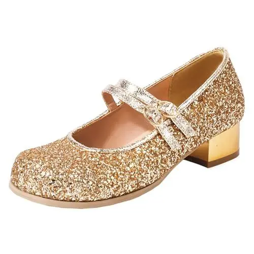 Produktbild: HSyc JRX Damen Damen Mary Jane Glitzer Pumps mit Niedriger Absatz Runde Zehe Dicker Absatz Schuhe 35