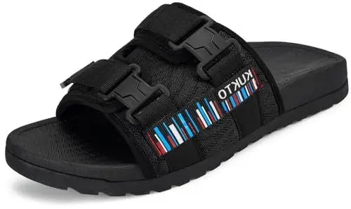 Produktbild: Hsyooes Herren Klettverschluss Hausschuhe Damen Diabetiker Schuhe Pantoletten Orthopädische Sandalen Verbandschuh Weit Verstellbare Geschwollene Füße Gesundheitsschuhe B-Schwarz 39EU