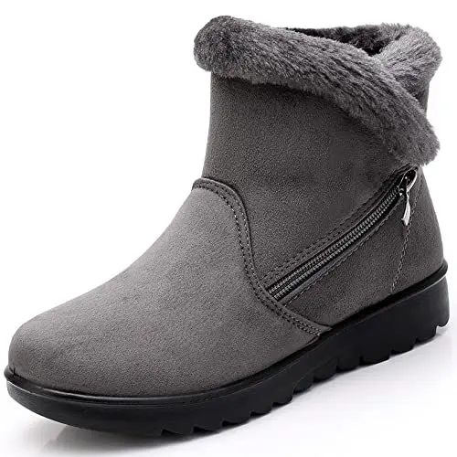 Produktbild: Hsyooes Winterschuhe Damen Winterstiefel Schneestiefel Warm Gefüttert Stiefeletten Bequem Schuhe,a-Grau,Sohlengröße 250/EU39