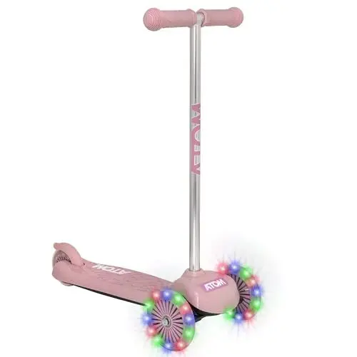 Produktbild: Atom Light UP Move and Groove Kinderroller | 3-Rad Tri-Scooter | Neigelenkung für leichtes Steuern | Kinderroller mit LED-Rädern | Tretroller für Kleinkinder ab 2 Jahren (Rosa)