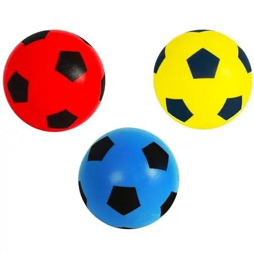 Produktbild: Fun Sport Schaumstoff-Fußbälle 3er-Pack | Weiche Schaumstoff-Soccerbälle für Indoor & Outdoor | Leicht, langlebig & sicher | Perfekt für Kinder, Jugendliche & Erwachsene | 19,4 cm (Rot, Blau & Gelb)