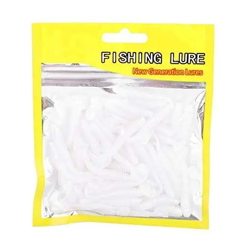 Produktbild: Huairdum Fischköder, 150 STÜCKE 5 cm Weichplastik Angelköder T-Schwanz Maden Wurm Köder Angelzubehör für Salzwasser Süßwasser Angeln(#6)