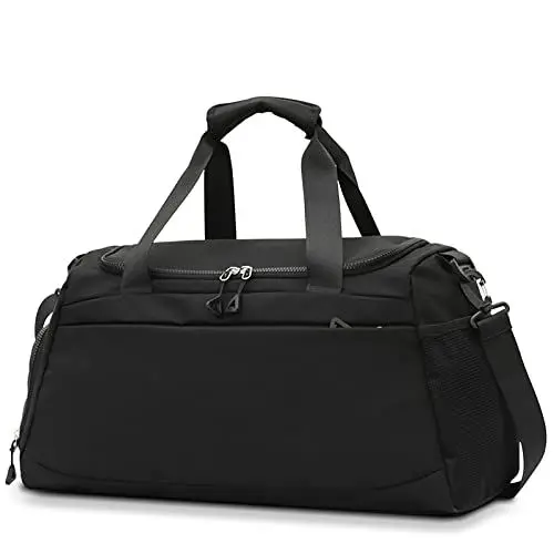 Produktbild: Huakaile Sporttasche mit Nassfach und Schuhfach, wasserdichte Reisetasche für Damen und Herren, Wochenend-Tragetasche, Trainingstasche für Yoga, Schwimmen, Krankenhaus, Schwarz