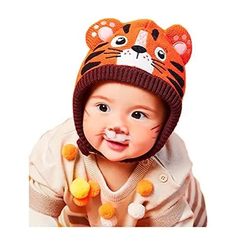Produktbild: Huakunda Baby Wintermütze Beanie Kleinkind mit Ohrenklappen Kleine Baby Warme mütze Mädchen Jungen 0-2 Jahre schlupfmütze Kinder (Tiger)