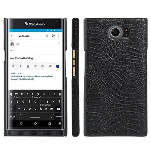 Produktbild: HualuBro BlackBerry Priv Hülle, (Ultra Slim) Premium Leichtes PU Leder Leather Handy Tasche Schutzhülle Case Cover für BlackBerry Priv Smartphone (Schwarz)