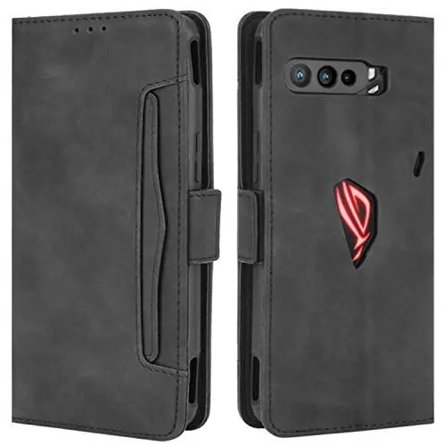 Produktbild: HualuBro Handyhülle für Asus ROG Phone 3 ZS661KS Hülle Leder, Flip Case Cover Stoßfest Klapphülle Handytasche Schutzhülle für Asus ROG Phone 3 ZS661KS Tasche (Schwarz)