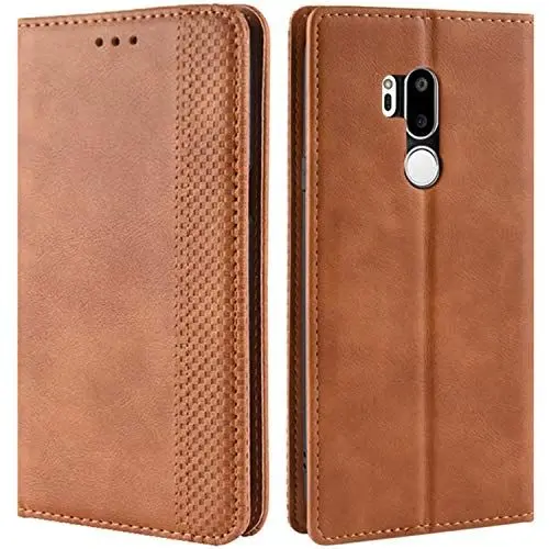 Produktbild: HualuBro Handyhülle für LG G7 Hülle, LG G7 ThinQ Hülle, Retro Leder Brieftasche Tasche Schutzhülle Handytasche LederHülle Flip Case Cover für LG G7 ThinQ 2018 - Braun