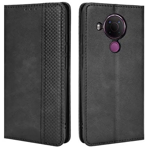 Produktbild: HualuBro Handyhülle für Nokia 5.4 Hülle, Retro Leder Stoßfest Klapphülle Schutzhülle Handytasche LederHülle Flip Case Cover für Nokia 5.4 Tasche, Schwarz