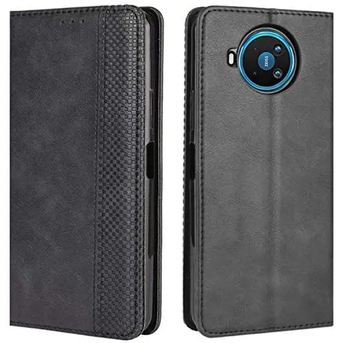 Produktbild: HualuBro Handyhülle für Nokia 8.3 Hülle, Retro Leder Stoßfest Klapphülle Schutzhülle Handytasche LederHülle Flip Case Cover für Nokia 8.3 5G Tasche, Schwarz