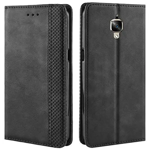 Produktbild: HualuBro Handyhülle für OnePlus 3 Hülle, OnePlus 3T Hülle Leder, Magnetisch Stoßfest Schutzhülle Klapphülle Handytasche Flip Case Cover für OnePlus 3 / OnePlus 3T Tasche, Schwarz