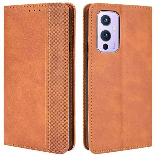 Produktbild: HualuBro Handyhülle für OnePlus 9 Hülle, Retro Leder Stoßfest Klapphülle Schutzhülle Handytasche LederHülle Flip Case Cover für OnePlus 9 Tasche, Braun