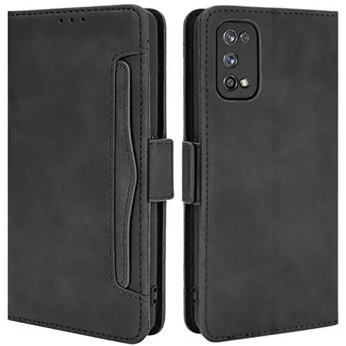 Produktbild: HualuBro Handyhülle für Oppo Realme 7 Pro Hülle Leder, Flip Case Cover Stoßfest Klapphülle Handytasche Schutzhülle für Oppo Realme 7 Pro Tasche (Schwarz)