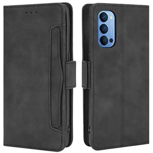 Produktbild: HualuBro Handyhülle für Oppo Reno 4 5G Hülle Leder, Flip Case Cover Stoßfest Klapphülle Handytasche Schutzhülle für Oppo Reno 4 5G Tasche (Schwarz)