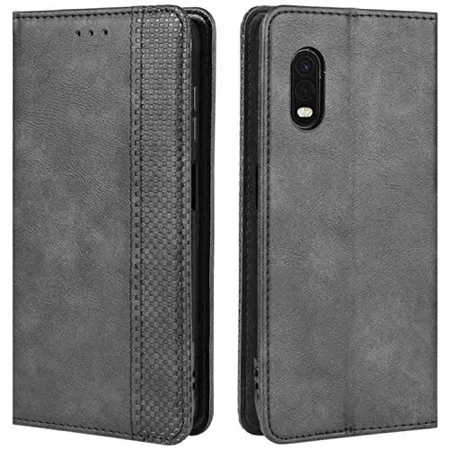 Produktbild: HualuBro Handyhülle für Samsung Galaxy Xcover Pro Hülle, Retro Leder Stoßfest Klapphülle Schutzhülle Handytasche LederHülle Flip Case Cover für Samsung Galaxy Xcover Pro Tasche, Schwarz