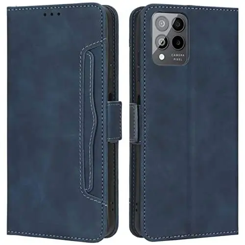 Produktbild: HualuBro Handyhülle für Telekom T Phone Pro 5G / T-Mobile Revvl 6 Pro 5G Hülle Leder, Flip Case Cover Stoßfest Klapphülle Handytasche Schutzhülle für T-Mobile T Phone Pro 5G Tasche (Blau)
