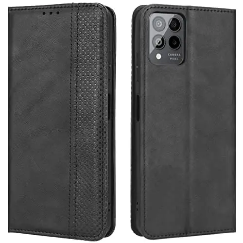 Produktbild: HualuBro Handyhülle für Telekom T Phone Pro 5G / T-Mobile Revvl 6 Pro 5G Hülle Leder, Magnetisch Stoßfest Schutzhülle Klapphülle Flip Case Cover für T-Mobile T Phone Pro 5G Tasche, Schwarz