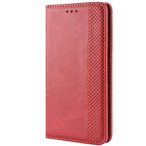Produktbild: HualuBro Handyhülle für Vivo S10e Hülle Case, Vivo V23E Hülle Leder, Magnetisch Stoßfest Schutzhülle Klapphülle Handytasche Flip Case Cover für Vivo S10e / Vivo V23E Tasche, Rot