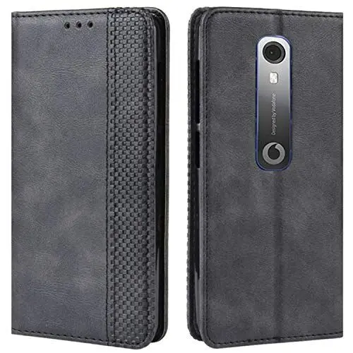 Produktbild: HualuBro Handyhülle für Vodafone Smart N10 Hülle, Retro Leder Brieftasche Tasche Schutzhülle Handytasche LederHülle Flip Case Cover für Vodafone Smart N10 2019 - Schwarz