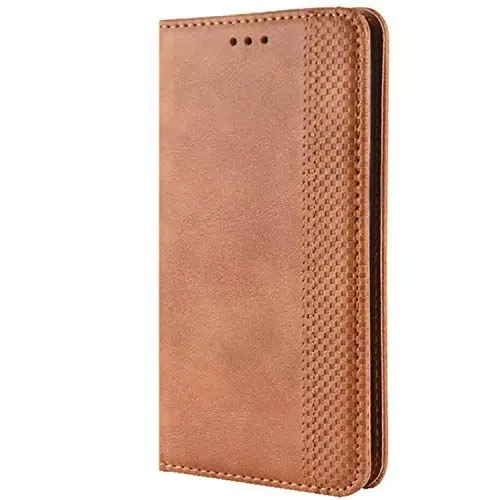 Produktbild: HualuBro Handyhülle für Vodafone Smart N11 Hülle, Retro Leder Stoßfest Klapphülle Schutzhülle Handytasche LederHülle Flip Case Cover für Vodafone Smart N11 Tasche, Braun