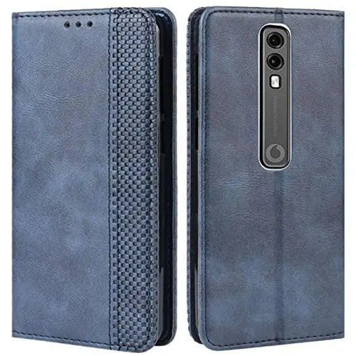 Produktbild: HualuBro Handyhülle für Vodafone Smart V10 Hülle, Retro Leder Stoßfest Klapphülle Schutzhülle Handytasche LederHülle Flip Case Cover für Vodafone Smart V10 Tasche, Blau