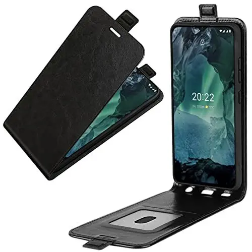 Produktbild: HualuBro Nokia G21 Hülle, Nokia G11 Hülle, Premium PU Leder Magnetisch HandyHülle Schutzhülle Handytasche LederHülle Flip Case Cover für Nokia G21 / G11 Tasche (Schwarz)
