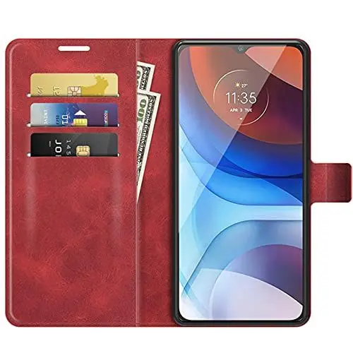 Produktbild: HualuBro Oppo Find X3 Lite Hülle Leder, Stoßfest HandyHülle Flip Case Cover Klapphülle Handytasche LederHülle Wallet Schutzhülle für Oppo Find X3 Lite Tasche (Rot)