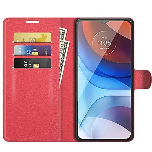 Produktbild: HualuBro Vivo Y70 Hülle, Vivo V20 SE Hülle, Premium PU Leder Stoßfest HandyHülle Schutzhülle Klapphülle Handytasche Wallet Flip Case Cover für Vivo Y70 Tasche (Rot)