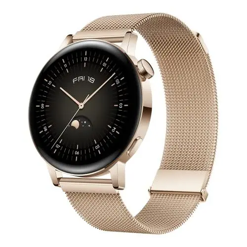 Produktbild: HUAWEI Watch GT 3 42 mm Smartwatch, Lange Akkulaufzeit, ganztägige SpO2-Überwachung, KI-Lauftrainer, genaue Herzfrequenzüberwachung, 100+ Trainingsmodi, Hellgold