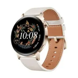 Produktbild: HUAWEI Watch GT 3 42 mm Smartwatch, Lange Akkulaufzeit, ganztägige SpO2-Überwachung, KI-Lauftrainer, genaue Herzfrequenzüberwachung, 100+ Trainingsmodi, White Leather