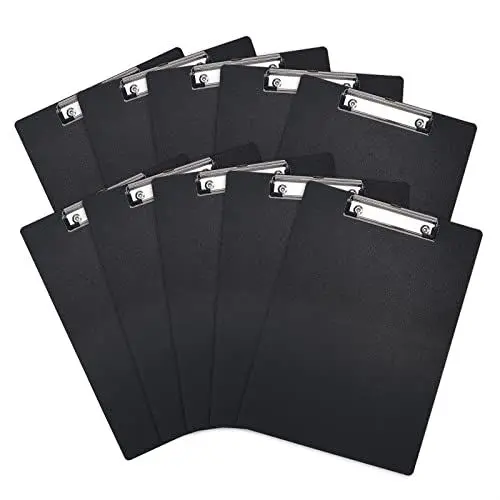 Produktbild: HUAYANG 10 Stück Klemmbrett Schreibbrett, A5 Clipboard Set mit Metallclips Klemmbrett Schwarz Zwischenablage für Notizen, Formulare, Dokumente und Schule, Büro, Menü, Klassenzimmer, Malerei