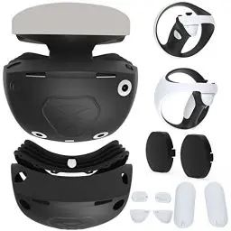 Produktbild: HUAYUWA VR Protceive Case kompatibel für PS VR2 Brillen Objektivabdeckung mit Headset Gehäuse Silikonhülle & Controller rutschfeste Silikonpads