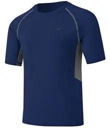 Produktbild: Huayuzh Herren Rashguard T-Shirt Schwimm Shirt Schnelltrocknend Leicht Atmungsaktiv Surfen Angeln Wandern Shortsleeve Top NavyBlue M