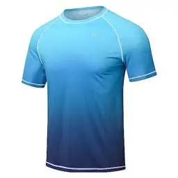 Produktbild: Huayuzh Herren UV Shirt Rashguard T-Shirt Schwimm Shirt Schnelltrocknend Leicht Atmungsaktiv Surfen Angeln Wandern Top Verlaufsfarbe Blau 5XL