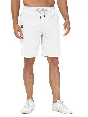 Produktbild: Huayuzh Kurze Hosen Herren Shorts Herren Sommer Cargo Chino Baumwolle Stretch Freizeithose Elastische Taille mit Taschen weiß XL