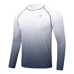 Produktbild: Huayuzh Rashguard Herren Schwimmen Langarmshirt Schwimm Tshirt Atmungsaktiv Schnelltrocknend Surfen Angeln Wandern Top Verlaufsfarbe Grau M