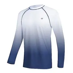 Produktbild: Huayuzh Rashguard Herren Schwimmen Langarmshirt Schwimm Tshirt Schnelltrocknend Atmungsaktiv Surfen Angeln Wandern Top Verlaufsfarbe Weiß XXL
